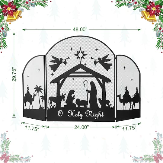 Glitzhome® 48" Christmas Metal Mesh Silhouette Nativity Scene Screen